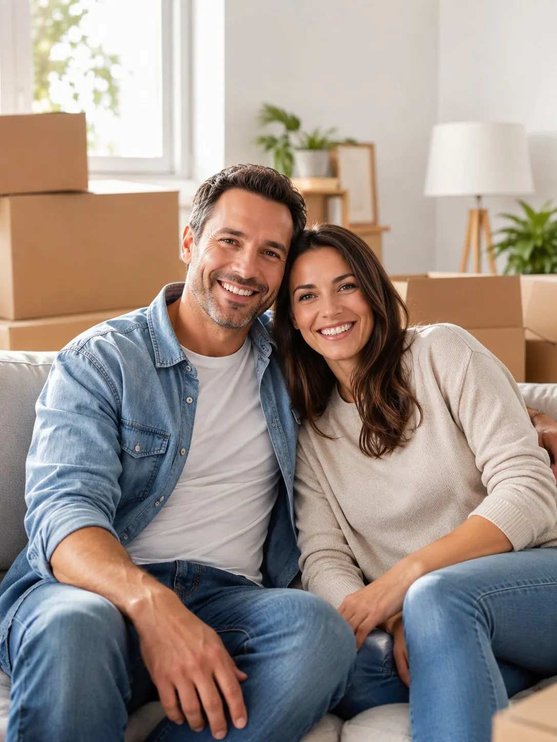 Couple souriant après déménagement DSTRANSDEM